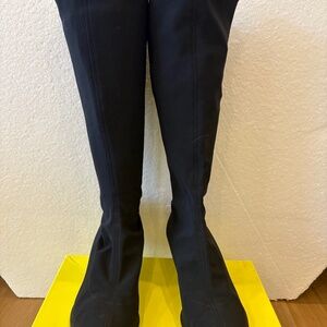 Vintage DKNY Black Crepe Stretch Boots; Size: 8M